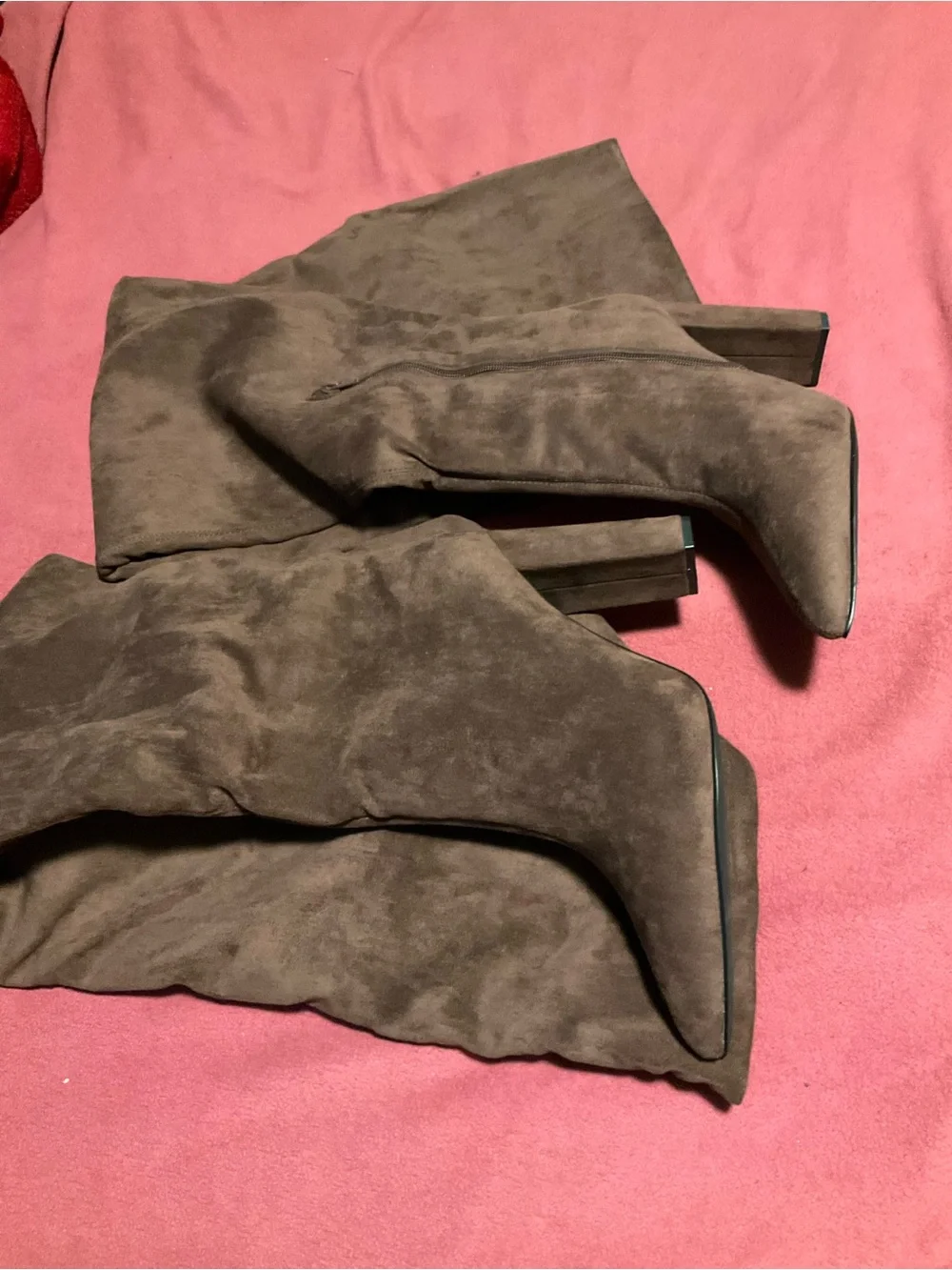 Women’s Over-the-Knee Block Heel Boots in Brown Suede